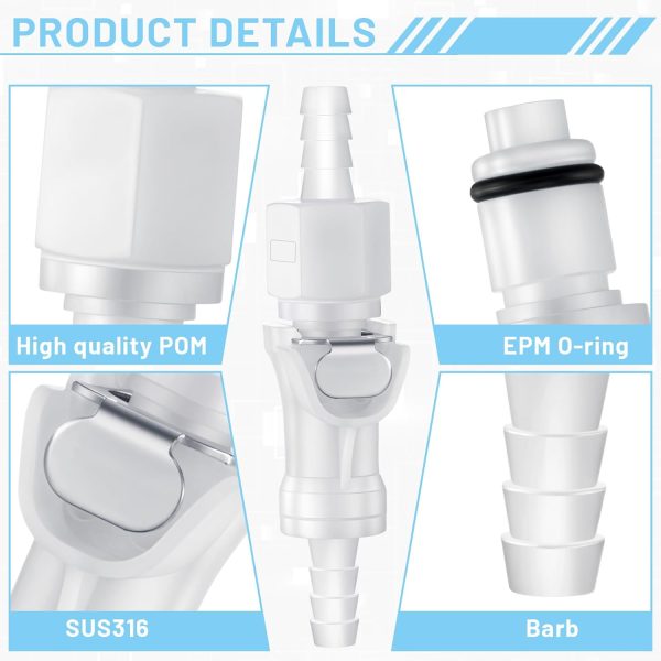 Chunful Quick Disconnect Hose Barb Insert POM Plastic 10-2