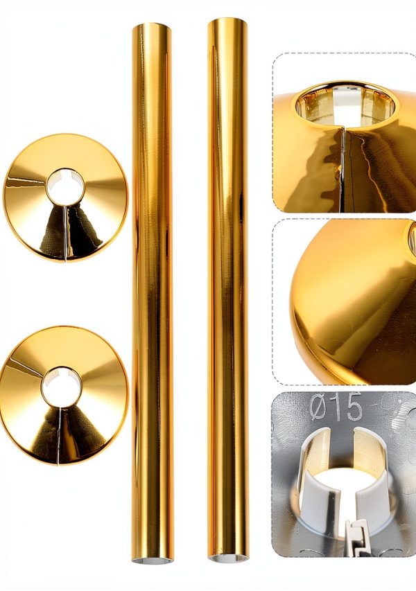 ARTIBETTER 2 Sets Golden Pvc Pipe Covers Radiator Pipe Sleeve Escutcheon Plate for 15Mm, Decorative Tube Covers for Plumbing Supply, Easy Installation for Home and Office-5