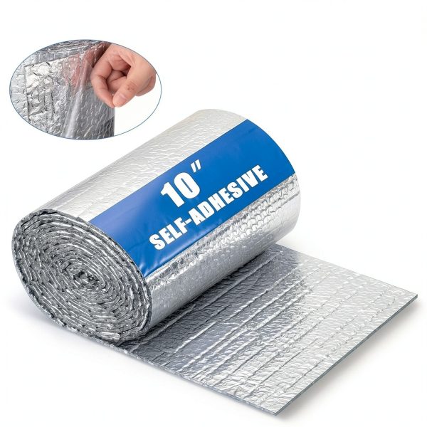 Double Reflective Insulation Roll, Pipe Duct Insulation Roll, Self Adhesive Aluminum Foil Bubble Radiant Barrier Tape for HVAC Duct, Window Thermal Barrier and Weatherproof (10in X 16.4ft)-1