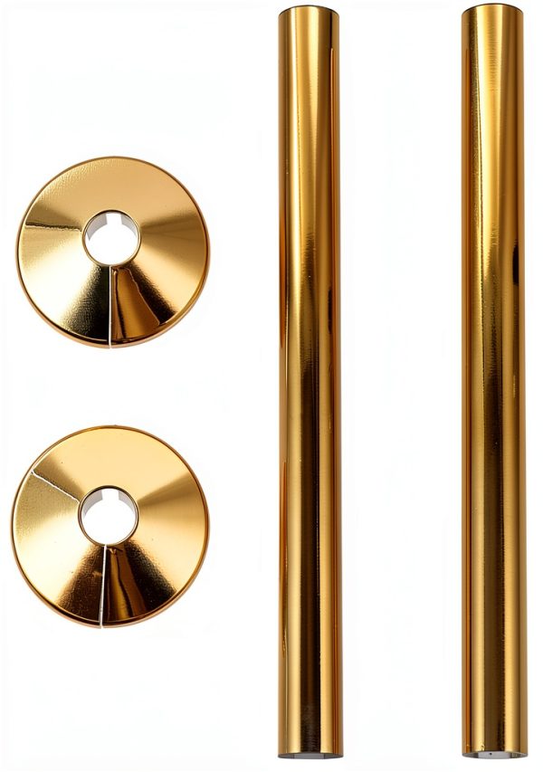 ARTIBETTER 2 Sets Golden Pvc Pipe Covers Radiator Pipe Sleeve Escutcheon Plate for 15Mm, Decorative Tube Covers for Plumbing Supply, Easy Installation for Home and Office-0