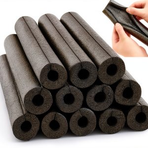 Amylove 12 Pcs 1 Feet Foam Pipe Insulation Foam Tube Insulating Water Pipe Pool Swim Noodles Pre Slit Heat Preservation Pipes Covers for Tubing Outdoor Winter Freeze Protection(Black, 1/2 Inch)-0
