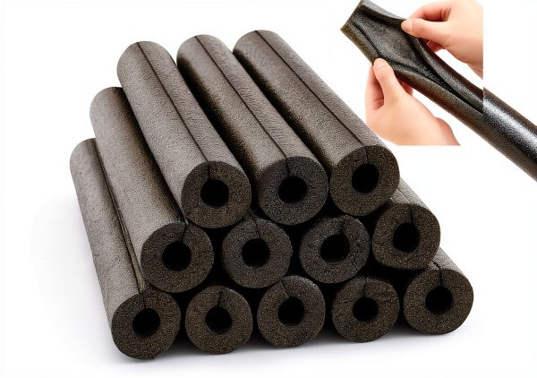 Amylove 12 Pcs 1 Feet Foam Pipe Insulation Foam Tube Insulating Water Pipe Pool Swim Noodles Pre Slit Heat Preservation Pipes Covers for Tubing Outdoor Winter Freeze Protection(Black, 1/2 Inch)-0