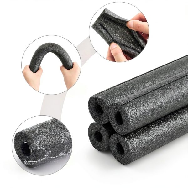 Amylove 12 Pcs 1 Feet Foam Pipe Insulation Foam Tube Insulating Water Pipe Pool Swim Noodles Pre Slit Heat Preservation Pipes Covers for Tubing Outdoor Winter Freeze Protection(Black, 1/2 Inch)-2